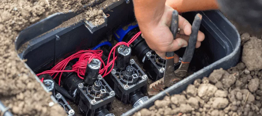 Annual Sprinkler Maintenance by a man