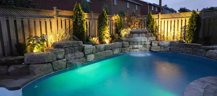 Outdoor Landscape Lighting with a Swimming Pool
