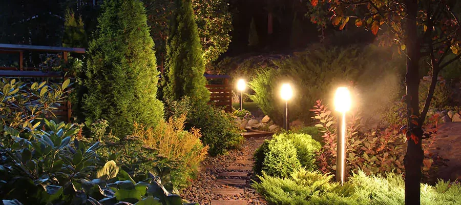 Pathway lighting installed by Expert Irrigation & Outdoor Lighting Company
