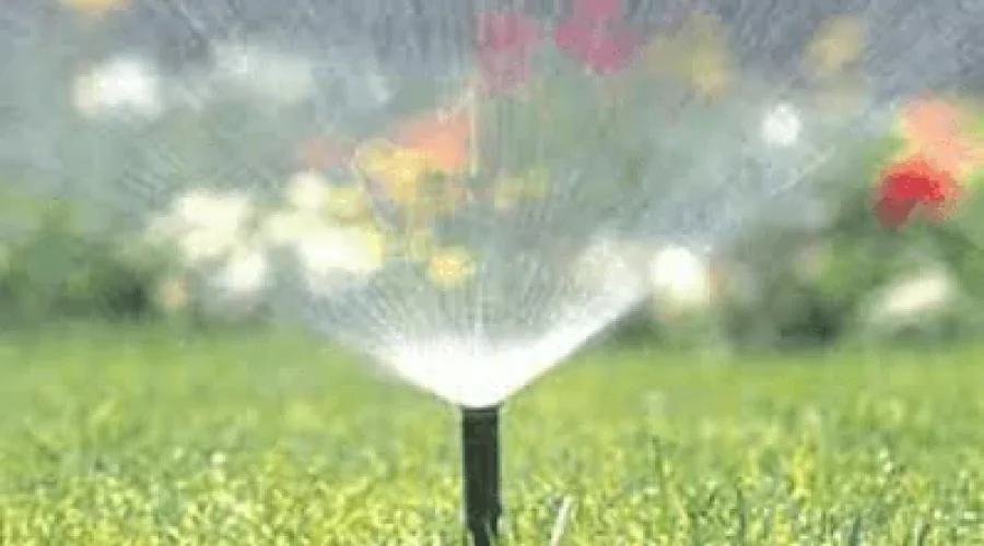 Watering in a landscape by the irrigation system